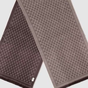 GUCCI Womens Wool GG Jacquard Scarf